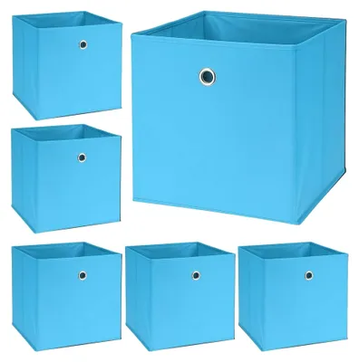 Produktbild von 6er Set Faltboxen ca. 30x30x30 cm - Blau - Faltbare Aufbewahrungsboxen für Spielzeug und Kleidung
