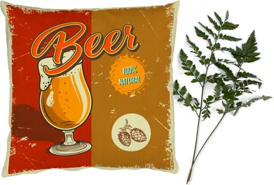 Produktbild von MuchoWow® Zierkissen Sofakissen Wohnzimmer Dekokissen 50x50 cm Mancave - Bier - Glas - Vintage - Komfort - Sofakissen