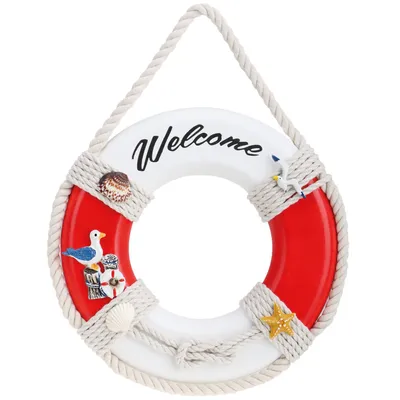 Holz-Rettungsboje "Welcome" Ø24 cm, maritim