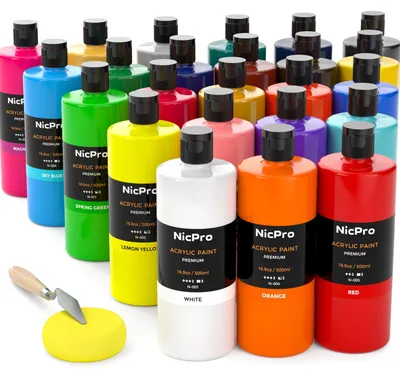 Acrylfarbe Set 24 Farben, 500 ml, ungiftig, für viele Oberflächen