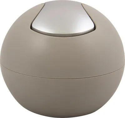 Zdjęcie produktu dla Pojemnik kosmetyczny Spirella Pojemnik na odpady o pojemności 1 litra Pojemnik uchylny Stołowy pojemnik na odpady "Bowl" Taupe matowy