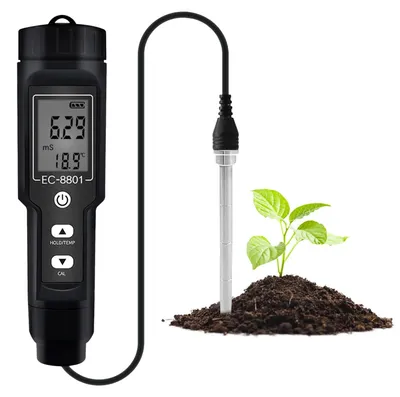 Produktbild von Bodenmesser - pH-Meter - Tragbarer Bodenmesser für den Garten - 150 mm - EC-Salzgehaltmesser