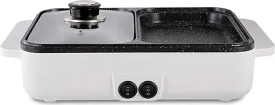 Obrázek produktu pro Elektrická grilovací pánev 2-chodová domácnost multifunkční malý 2litrový gril s horkým hrncem One Pot 1200W vysoce výkonný ubytovací mini grilovací stroj