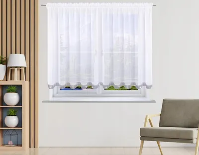 Produktbild von NOW-ART Scheibengardine Voile mit Strassbordüre Weiß 200x100 cm 1 Stück Transparent Universalband Glatt Kurzgardine Für Küche Wohnzimmer Fenster