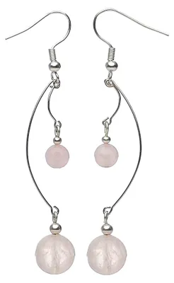 Produktbild von Lange Ohrhänger Ohrringe aus echtem Rosenquarz Länge 6.8cm Ohrschmuck Damen