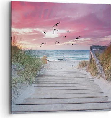 Produktbild von Bild auf Leinwand - Leinwandbild - Einteilig - Strand Sand Vögel - 70x70cm - Wand Bild - Wanddeko - Wandbilder - Leinwanddruck - Bilder - Wanddekoration - Leinwand bilder - Wandbild - AC70x70-4994