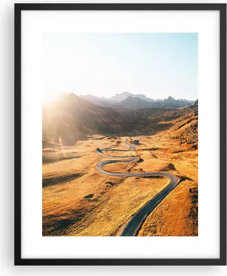 Produktbild von Gerahmtes Poster - Schwarzer Rahmen - Sonne Berge Weg - 40x50 cm - Wand Bild - Wanddeko - Wandbilder - Kunstposter - Wandposter - Bilderrahmen - Bilder - Kunstdruck - Wanddekoration - P2BPA40x50-4836