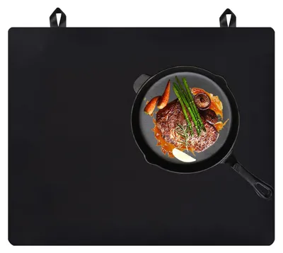 Image de Solidchoice - Tapis de protection pour plaque de cuisson à induction, 61,5 x 53 cm, avec crochets - Silicone résistant à la chaleur