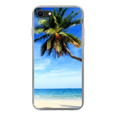 Produktbild von MuchoWow® Handyhülle Schutzhülle Hülle für iPhone SE 2020 Palmen - Strand - Meer Silikon Softcase Handy Hülle - Kartenbesitzer
