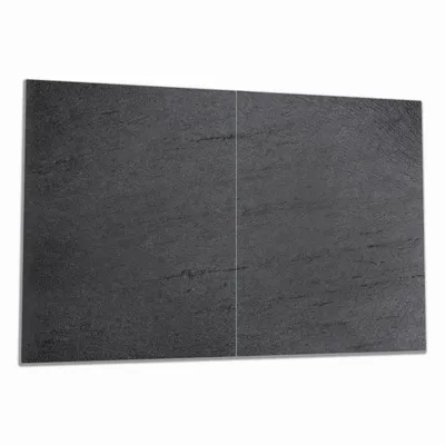 Produktbild von Wallario Herdabdeckplatte aus Glas, Größe 80 x 52 cm 2-teilig, Motiv Schwarze Schiefertafel Optik - Steintafel