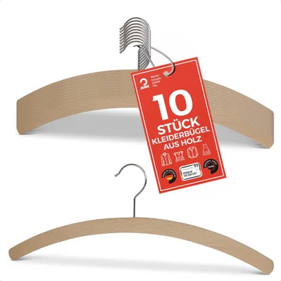 Produktbild von MAWA Holzbügel, 10er-Set, 42 cm, Natur, - & umweltfreundlich