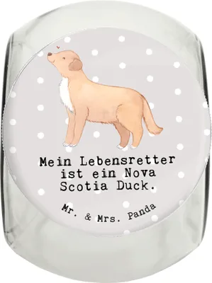 Produktbild von Mr. & Mrs. Panda Bonbonglas Nova Scotia Duck Lebensretter L 870ml - Grau Pastell - Geschenk, aufbewahrungsglas, Vorratsbehälter, Tolling Retriever, Keksdose, Vorratsglas