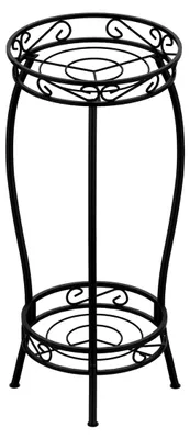 Produktbild von Metall Pflanzenständer, 69 cm Blumenständer, 2-stufiger Blumentopfhalter für Innen- und Außenbereich, Schwarz