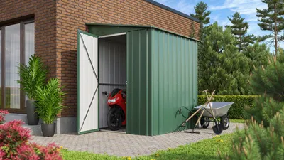 Produktbild von Globel Industries Metall Anlehn-Gerätehaus, Fahrradgarage "Lean-To 56" jade 2,79 m²