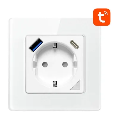 Image de Avatto N-Wot10-Usb-W Prise murale Usb et Usb-C Tuya Smart Wifi (Blanc)