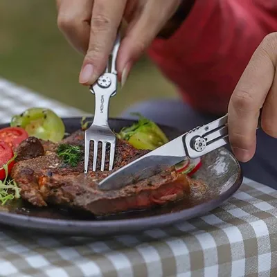 3-in-1 Camping Besteckset mit abnehmbarem, Hauptbild