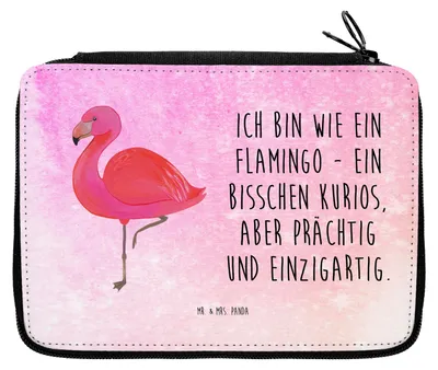 Produktbild von Mr. & Mrs. Panda Federmäppchen Flamingo Classic - Aquarell Pink - Geschenk, Stolz, Prächtig, Geschwister, Bleistiftetui, Mäppchen, Ich, Schlampermäppchen, glücklich, Etui