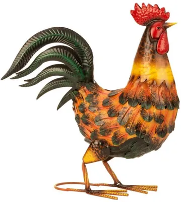 Produktbild von Metallhahn stehend bunt 40cm Tierfigur Bauernhof Haus Hof Garten Dekoration Deko