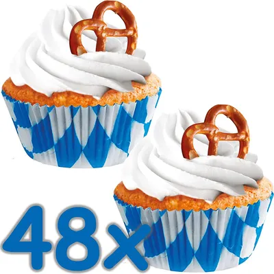 Produktbild von Amscan Muffinförmchen (48 Stück) Cupcakes Bayern bayrisch blau weiß kariert