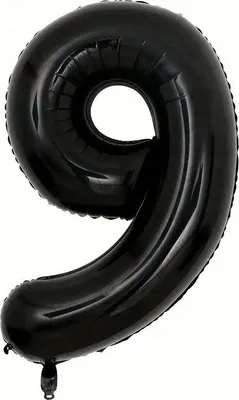 Zdjęcie produktu dla Balon Cyfra Liczba 9 Dziewięć Czarna Foliowy W Kształcie Cyfry 100 Urodziny