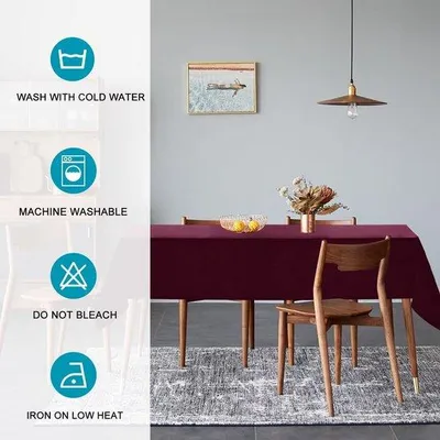 Zdjęcie produktu dla Ibenzoa® Obrus stołowy z poliestru – odporny na plamy i wodę, z efektem lotosu, kolor bordowy, 150 x 300 cm