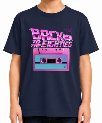 Immagine prodotto di Maglietta per bambini, stile retrò anni '80, con scritta "Neon Vintage Mixtape", colore blu navy, taglia 116