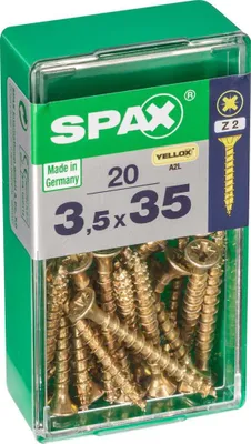 Immagine prodotto di Set di 20 viti in acciaio a testa svasata pozidriv SPAX, Diam.3,5 mm x L.35 mm
