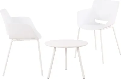 Produktbild von CLP Sitzgruppe Berena Set Tisch Berea Stühle Alpena wetterfest und UV-beständig weiß 2 Stühle
