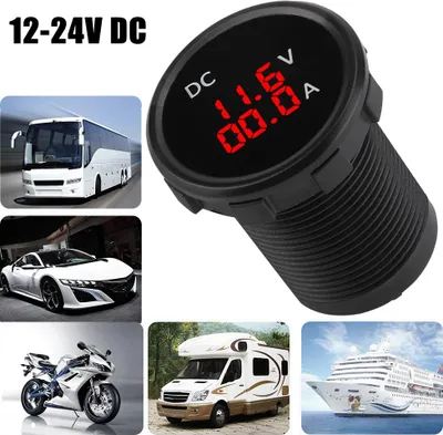 Obrázek produktu pro 12-24V digitální voltmetr ampérmetr měřič napětí proudu červený LED displej pro auto motocykl loď
