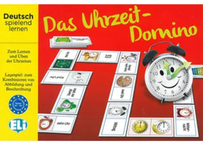 Produktbild von Gamebox Domino Spiel Uhrzeit Lernspiel 48 Dominosteine für Stunden- und Halbstundenzeiten