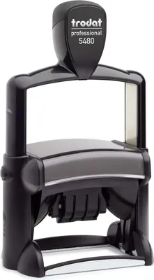 Produktbild von Trodat Professional Datumstempel 5480, Text max. 68X48 mm, 5+5zeilig, individuelle Stempelplatte mit Ihrem Wunschtext, Stempelkissen schwarz