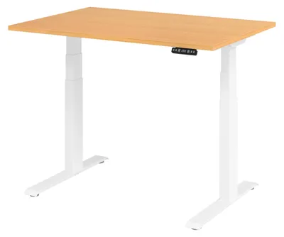 Obrázok produktu pre Hammerbacher Elektricky výškovo nastaviteľný písací stôl 120 x 80 cm, buk/biela