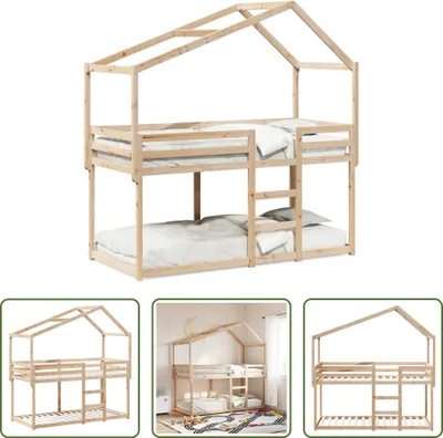 Produktbild von The Living Store Etagenbett mit Dach 80x200 cm Massivholz Kiefer