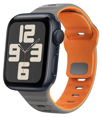 Immagine prodotto di Per Apple Watch SE 2023 40mm Silicone Design Wave Structure Strap Grigio / Arancione