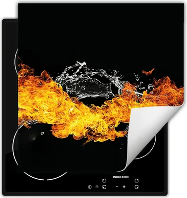 Produktbild von DarHaus Herdabdeckplatte 60x52 cm Anti Rutsch Matte Aufrollbar, schwarz - Feuer
