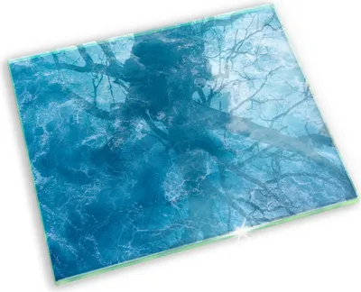 Produktbild von Unterlage für Kerzen Minimalistisch Glas Gummifüße - 60x52 cm - Blaues Wasser