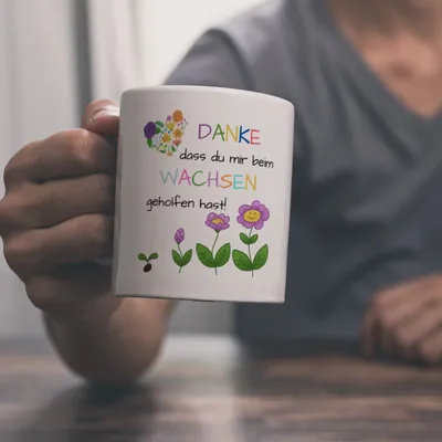 Produktbild von Danke dass du mir beim Wachsen geholfen hast Kaffeebecher
