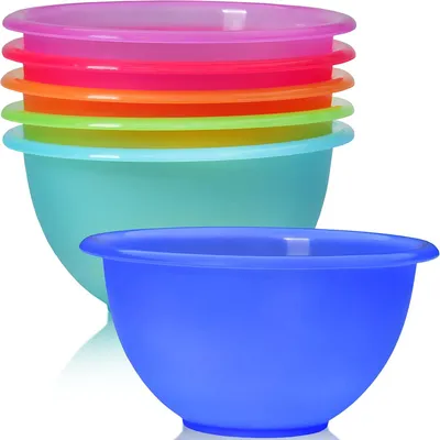 Zdjęcie produktu dla Plastikowe miski 6 sztuk, 16 cm, 650 ml, kolorowe, wielokrotnego użytku, nietłukące, plastikowe miski, miska na płatki śniadaniowe, zestaw misek, plastikowa zastawa stołowa, świąteczna zastawa stołowa, kempingowa zastawa stołowa