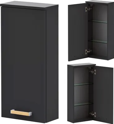 Produktbild von Badezimmer Hängeschrank DABO-04 in anthrazit mit Landhaus-Eiche, B/H/T: 32,7/72,3/16,25 cm