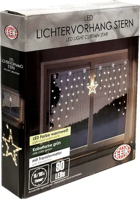 Beleuchtete Weihnacht Lichterkette Fensterdeko Sternenvorhang 90 LED warm weiß