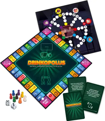 Produktbild von Brettspiel - Drinkopolus Partyspiel für Erwachsene inkl. Spiel "Theke"