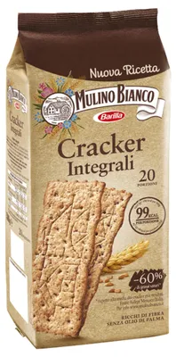 Produktbild von Mulino Bianco Cracker Integrali, Salzcracker, Salz, 500 g, Rechteck, 20 Stück(e), Künstliche Farbe, Konservierungsmittel, Gentechnisch veränderter Organismus (GMO), Palmöl,...