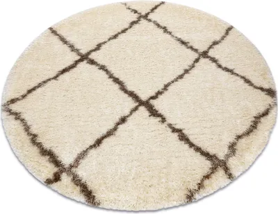 Produktbild von Teppich FLUFFY 2373 Kreis Shaggy Gitter - creme / beige beige rund 160 cm