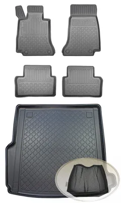 Produktbild von SET Kofferraumwanne Gummifußmatten für Mercedes E-Klasse Avantgarde S213 W213 T-Modell Kombi 5-türer 2016- auch für Modelle mit Varioschienen geeignet