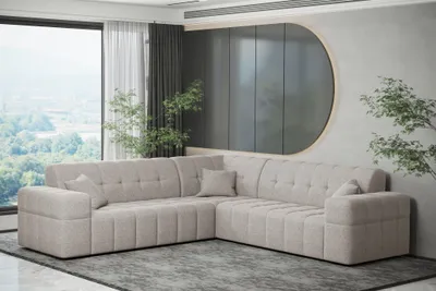 Produktbild von Ecksofa Designersofa NANCY in Stoff Neve Beige Seite Universal