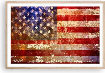 Produktbild von Gerahmtes Poster - Rahmen in heller Eiche - Amerika Flagge national patriotisch - 91,5x61 cm - Wand Bild - Wanddeko - Wandbilder - Wandposter - Bilderrahmen - Bilder - Kunstdruck - P2NAA91x61-3084
