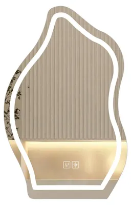 Produktbild von AIORBER LED Badspiegel Unregelmäßig Touch Anti-Beschlag 3 Lichtfarben Dimmbar Wandspiegel Design Asymmetrisch Badezimmerspiegel, 50x70 cm, Silber