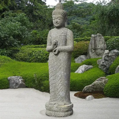 Produktbild von Stonox Buddha Figur Karimnagar Stehend Naturstein Frostfest 80x60x170cm
