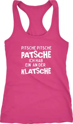 Produktbild von Damen Tanktop Spruch Pitsche Pitsche Patsche Ich hab einen an der Klatsche Racerback Moonworks® alt-rosa L