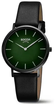 Productafbeelding van Boccia Trend horloge 3273-14, titanium met leren band, zwart